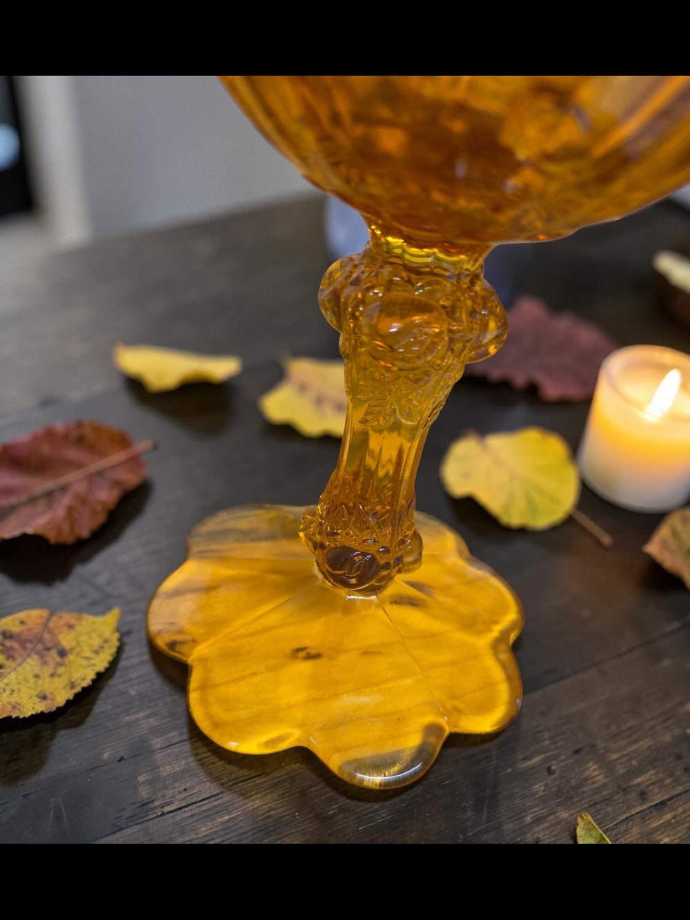 Fenton Amber Ruffled Compote Candy Dish - Picture 5 of 5